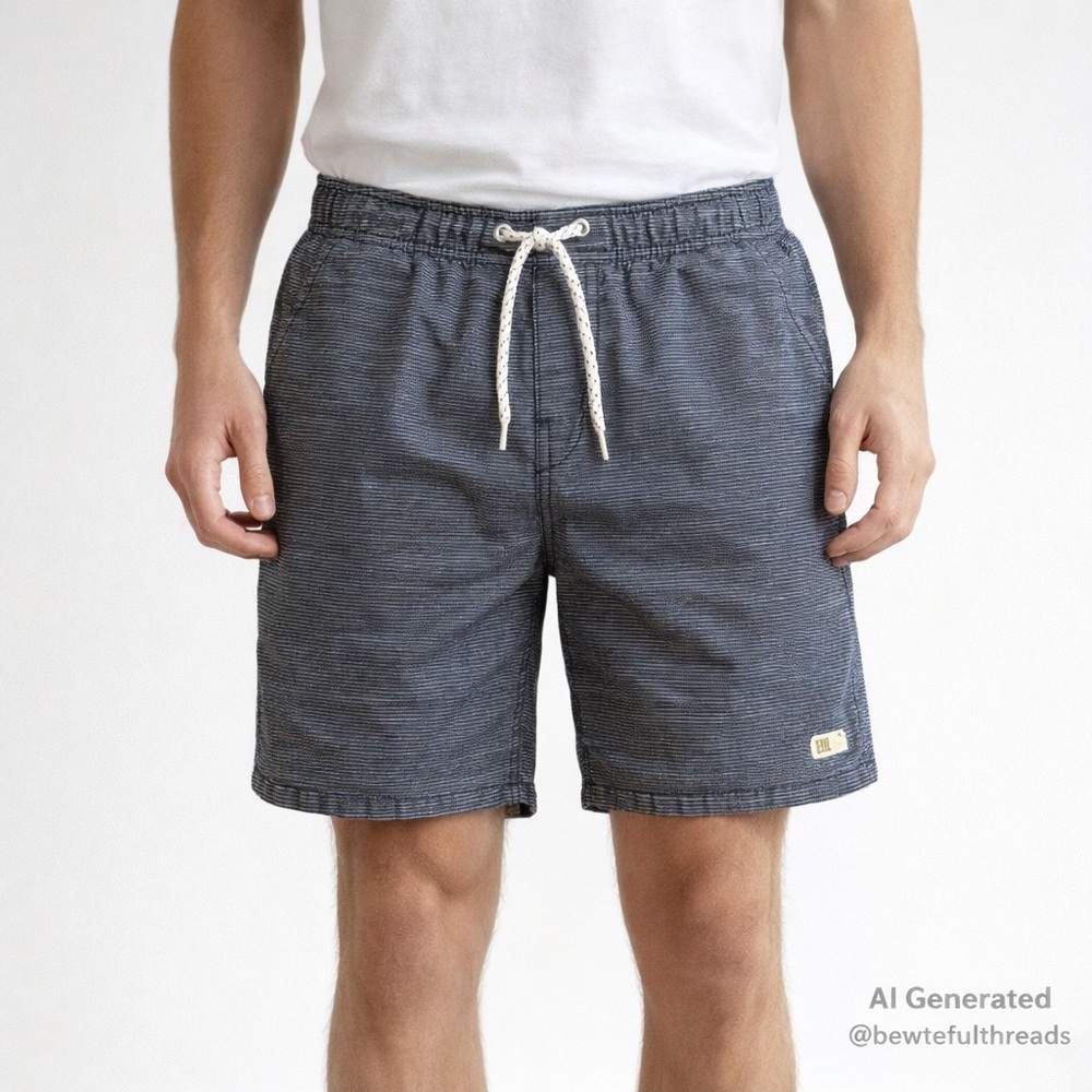 LIRA Medium Pinstripe Denim-Look Pull On Shorts Drawstring Casual